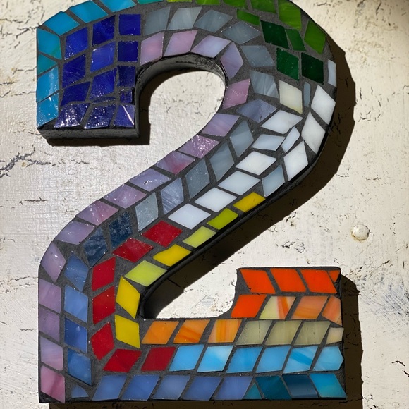 Stained Glass Mosaic House Number 2 Handcrafted - Picture 4 of 8